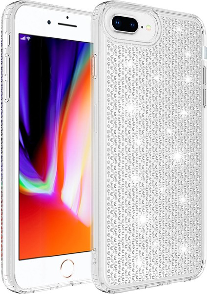Apple iPhone 8 Plus Parlak Simli Plus Parlak Şık Silikon Süslü Kapak Voyonows
