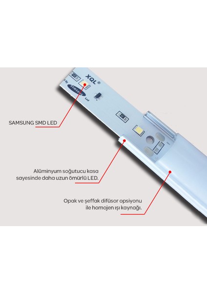 Samsung 12V Alüminyum LED Profil Çubuk LED Bar 4000 Kelvin ( 2 Metre Boy)