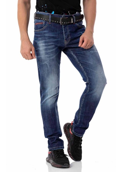 CD804 Koyu Mavi Basic Slim Erkek Jeans