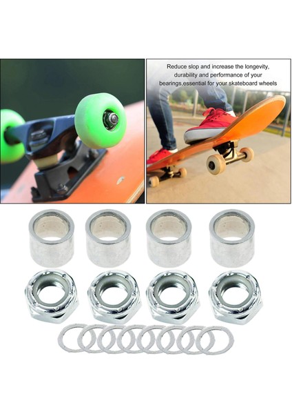 Standart Açık Kaykay Kamyon Aks Spacers Somun Longboard Donanım Parçaları Gümüş (Yurt Dışından)