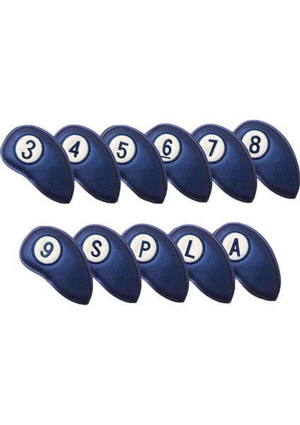 Dayanıklı 11 Adet Pu Golf Demir Headcovers Kulüp Kafası Için Koruyucu Mavi Kapakları (Yurt Dışından)