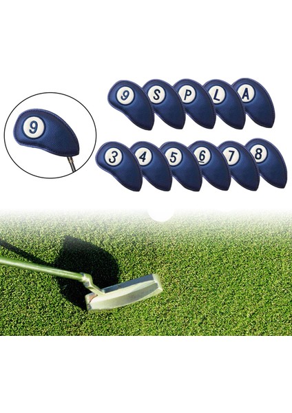 Dayanıklı 11 Adet Pu Golf Demir Headcovers Kulüp Kafası Için Koruyucu Mavi Kapakları (Yurt Dışından) indirimleri