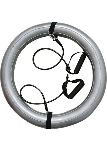 Şişme Yoga Top Stabilitesi Pilates Egzersiz Topu Standı Direnç Band Gri (Yurt Dışından)