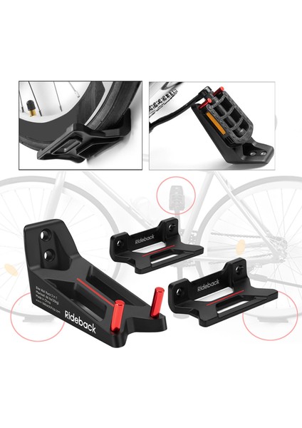 Kapalı Garaj Montaj Rafı Duvar Asılı Pedal Tutucu 3pcs Siyah (Yurt Dışından)
