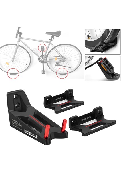 Kapalı Garaj Montaj Rafı Duvar Asılı Pedal Tutucu 3pcs Siyah (Yurt Dışından)