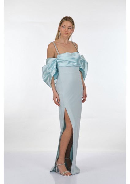 Yırtmaç Detaylı Ip Askılı Açık Mavi Kadın Abiye 2215832 fırsatları