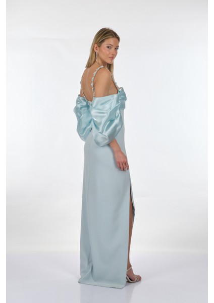 Yırtmaç Detaylı Ip Askılı Açık Mavi Kadın Abiye 2215832 indirimleri