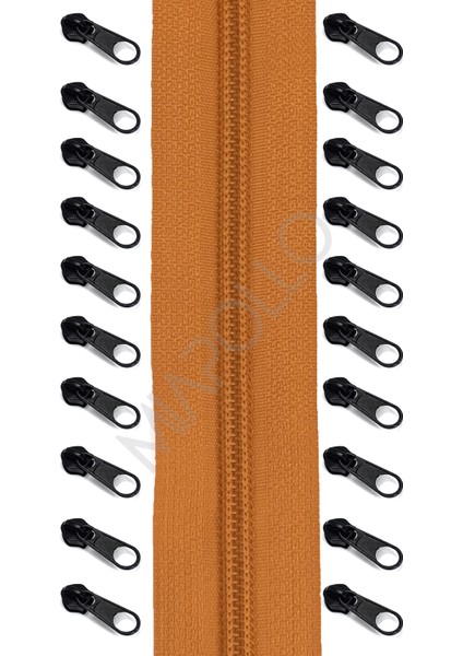 T5 Plastikdiş Fermuar Taba Fermuar ve Başlık (10MT Fermuar 20 Adet Başlık)