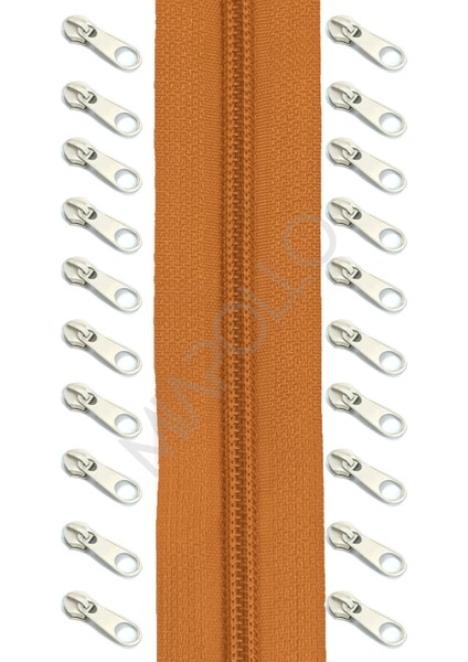 T5 Plastikdiş Fermuar Taba Fermuar ve Başlık (10MT Fermuar 20 Adet Başlık)