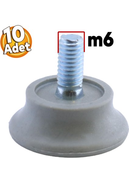 Bingo Rotil Ayakları M6 Civatalı Mm Gri Profil Ayağı 2.5 Cm (10 Adet)