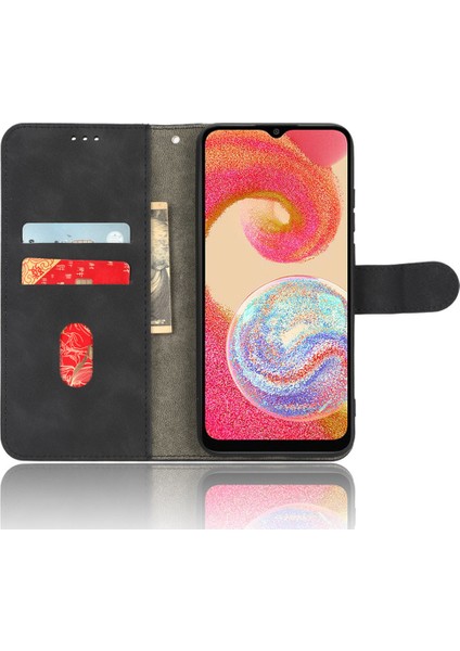 Samsung Galaxy A04E Için 4g Cilt Touch Hissed Hisset Telefon Kılıfı Cüzdan Stand Flip Pu Deri+Tpu Çizgiye Dönüş Anti Telefon Kapağı (Yurt Dışından) fırsatları