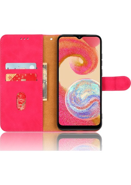 Samsung Galaxy A04E Için 4g Cilt Touch Hissed Hisset Telefon Kılıfı Cüzdan Stand Flip Pu Deri+Tpu Çizgiye Dönüş Anti Telefon Kapağı (Yurt Dışından) fırsatları