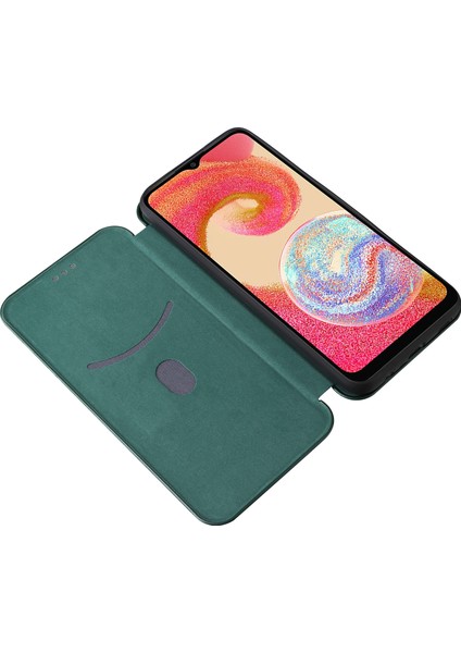 Samsung Galaxy A04E Için 4g Karbon Fiber Doku Manyetik Pu Deri Deri Telefon Kılıfı Yuvası Stand Tam Koruma Telefon Flip Kapak (Yurt Dışından) modelleri