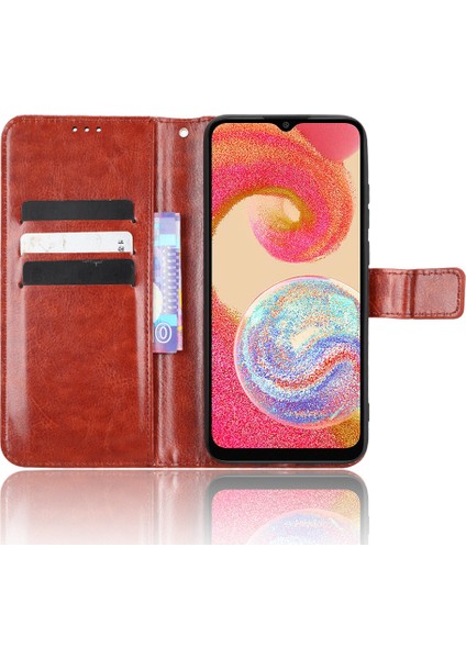 Samsung Galaxy A04E 4g Için Damla Geçirmez Telefon Kılıfı, Çılgın At Dokusu Manyetik Flip Cüzdan Stand Pu Deri Cep Telefon Kapağı Kayışlı (Yurt Dışından) modelleri