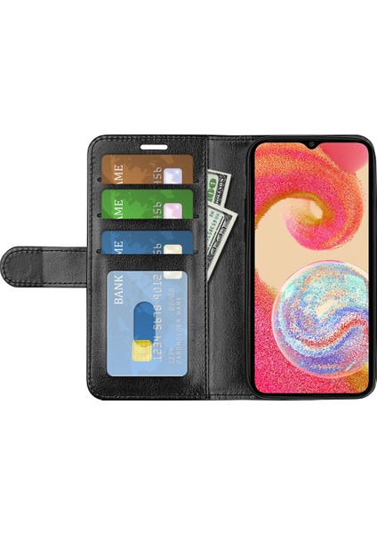 Samsung Galaxy A04E Için 4g Çılgın At Dokusu Pu Deri Deri Cüzdan Kılıfı Flip Folio Kitap Stand Şok Geçirmez Telefon Kapağı (Yurt Dışından)