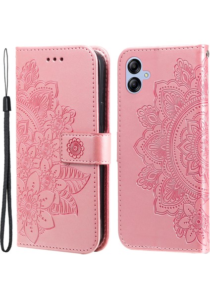 Samsung Galaxy A04E Için 4g Anti-Çizelge Pu Deri Koruyucu Telefon Kılıfı Çiçek Baskı Telefon Kapak Stand Stand Süpe (Yurt Dışından)