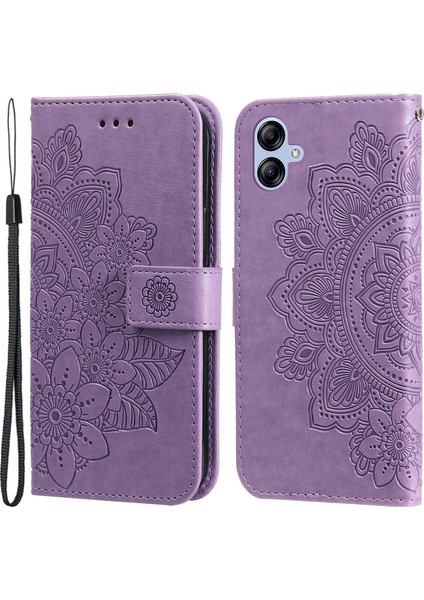 Samsung Galaxy A04E Için 4g Anti-Çizelge Pu Deri Koruyucu Telefon Kılıfı Çiçek Baskı Telefon Kapak Stand Stand Süpe (Yurt Dışından)