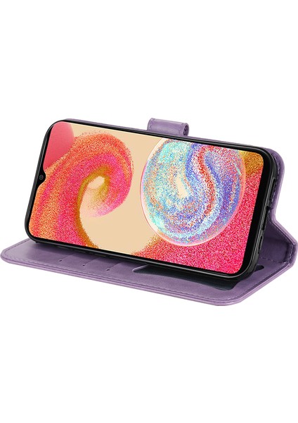 Samsung Galaxy A04E Için 4g Anti-Çizelge Pu Deri Koruyucu Telefon Kılıfı Çiçek Baskı Telefon Kapak Stand Stand Süpe (Yurt Dışından) modelleri