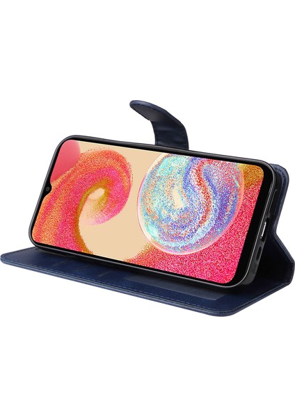 Samsung Galaxy A04E Için 4g Manyetik Pu Deri Telefon Kapak Standı Stand Anti-Sracratch Doku Doku Folio Cüzdan Telefon Kılıfı Kayış (Yurt Dışından) modelleri
