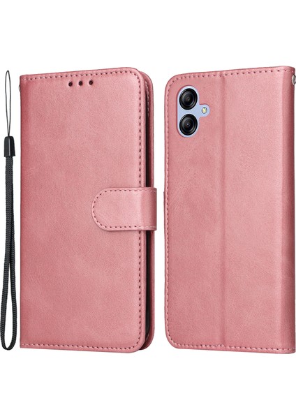 Samsung Galaxy A04E Için 4g Manyetik Pu Deri Telefon Kapak Standı Stand Anti-Sracratch Doku Doku Folio Cüzdan Telefon Kılıfı Kayış (Yurt Dışından)