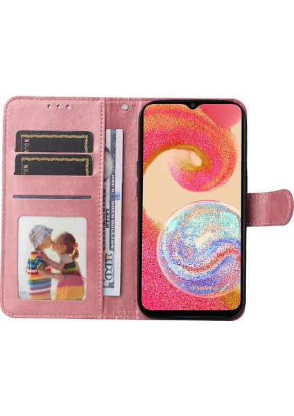 Samsung Galaxy A04E Için 4g Manyetik Pu Deri Telefon Kapak Standı Stand Anti-Sracratch Doku Doku Folio Cüzdan Telefon Kılıfı Kayış (Yurt Dışından) fiyatları