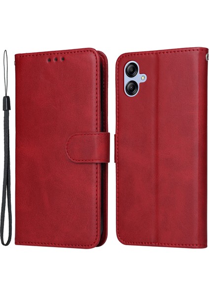 Samsung Galaxy A04E Için 4g Manyetik Pu Deri Telefon Kapak Standı Stand Anti-Sracratch Doku Doku Folio Cüzdan Telefon Kılıfı Kayış (Yurt Dışından)