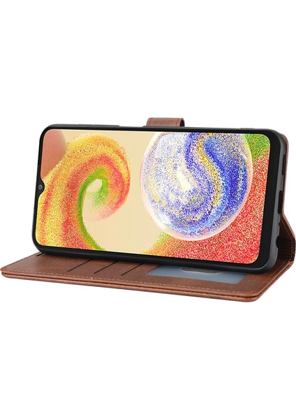 Samsung Galaxy A04E Için 4g / F04 4g / M04 4g Yatay Hat Pu Deri Deri Stand Kılıf Cüzdan Kapağı (Yurt Dışından) modelleri