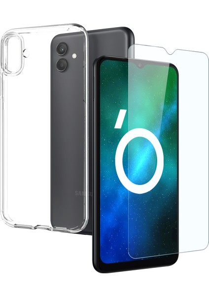 Samsung Galaxy A04 4g (164.4 x 76.3 x 9.1 Mm) 2'si-1 Arada Gall Yumuşak Tpu Telefon Kapağı + Çizgi Anti-Plosyon Anti-Posyon Temperlenmiş Cam Ekran Koruyucu (Yurt Dışından)