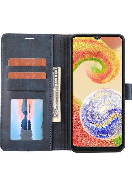 Samsung Galaxy A04E Için 4g / F04 4g / M04 4g Yatay Hat Pu Deri Deri Stand Kılıf Cüzdan Kapağı (Yurt Dışından)