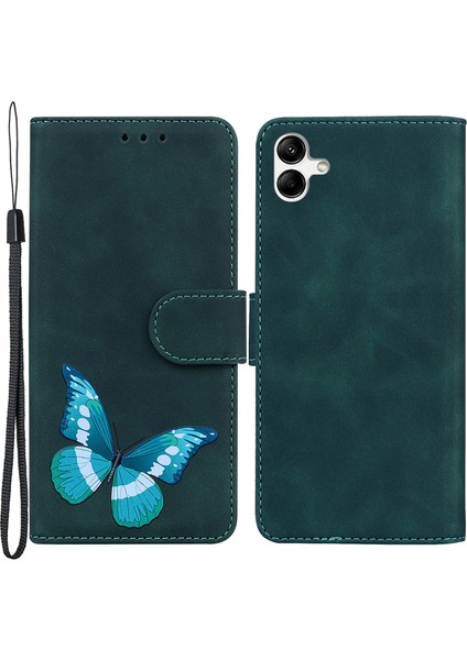 Samsung Galaxy A04E 4g / F04 4g / M04 4g Deri Telefon Kılıf Kelebek Baskı Cüzdan Telefon Stand Kapağı (Yurt Dışından)