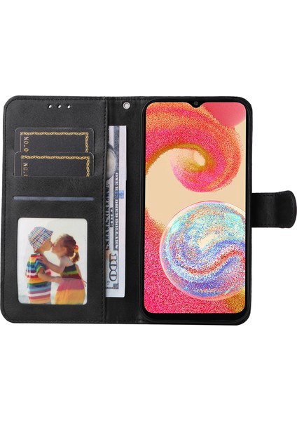 Samsung Galaxy A04E Için 4g Manyetik Pu Deri Telefon Kapak Standı Stand Anti-Sracratch Doku Doku Folio Cüzdan Telefon Kılıfı Kayış (Yurt Dışından) fiyatları