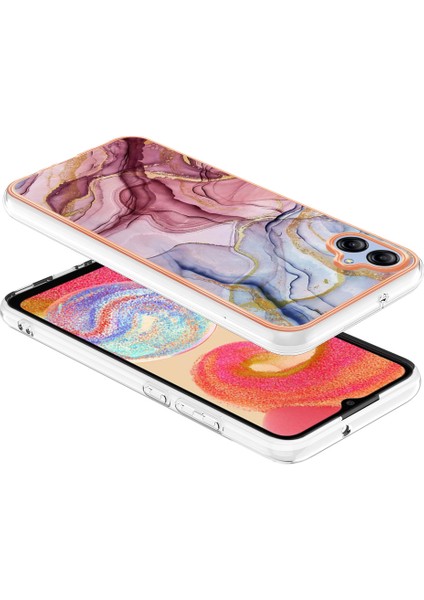 Samsung Galaxy A04E 4g / F04 4g / M04 4g Yb Imd Serisi-16 Stil E Mermer Desen Tpu Imd Telefon Kılıfı 2.0mm Elektroplasyon Kapağı (Yurt Dışından) modelleri