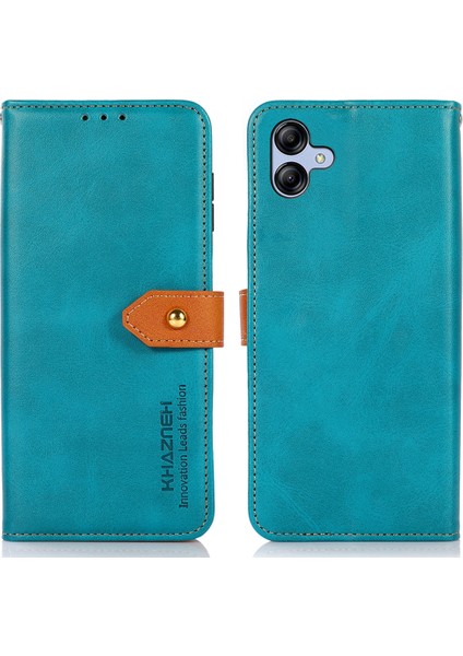 Samsung Galaxy A04E 4g Çizgi Anti-Çizelge Cowhide Doku Telefon Standı Pu Deri Altın Toka Folio Flip Cüzdan Kapağı (Yurt Dışından)