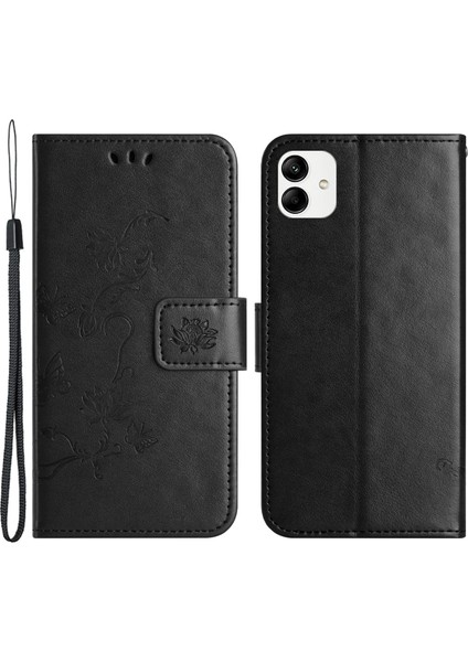 Samsung Galaxy A04E Için 4g Pu Deri Flip Telefon Kapağı Baskılı Kelebek Çiçek Desen Standı Magnetic Cüzdan Folio Kılıf (Yurt Dışından)