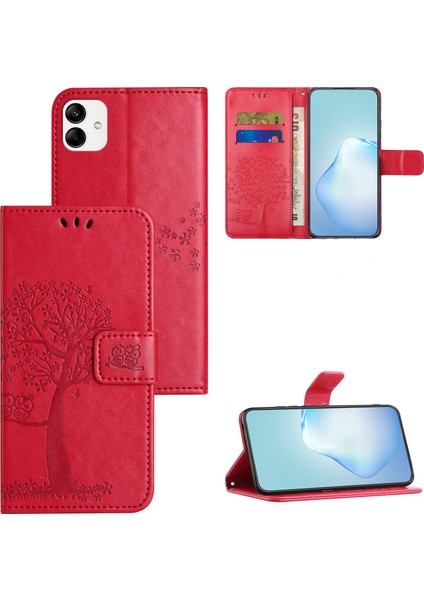 Samsung Galaxy A04E Için 4g Baskılı Baykuş Ağacı Deseni Kıvrım Anti-Sracratch Pu Deri Cüzdan Görüntüleme Standı Fingerprint Anti-Fragrint Koruyucu Kılıf (Yurt Dışından) indirimleri