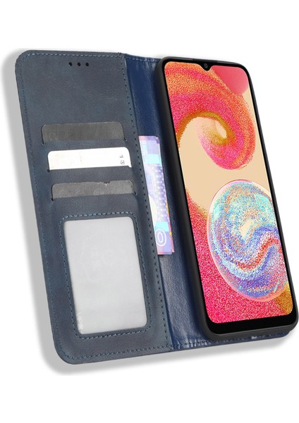 Retro Doku Samsung Galaxy A04E 4g Için Retro Doku Koruyucu Telefon Kapağı, Manyetik Otomatik Kapanış Baskılı Pu Desen Pu Deri Flip Cüzdan Stand Anti-Drop Telefon Kılıfı (Yurt Dışından) modelleri
