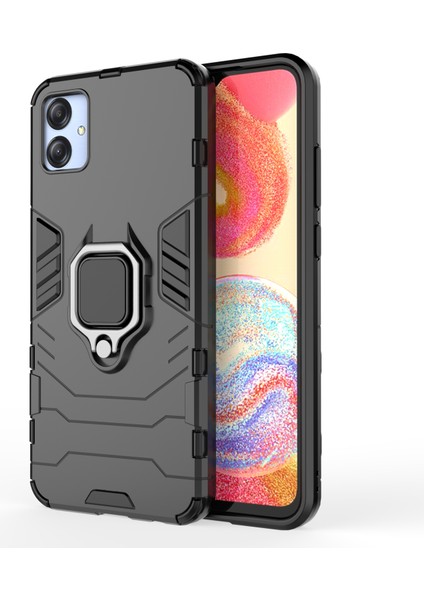 Samsung Galaxy A04E Için 4g Yüzük Kickstand Telefon Kılıfı Pc+Tpu Çizgiye Karşı Koruyucu Kapak (Yurt Dışından)