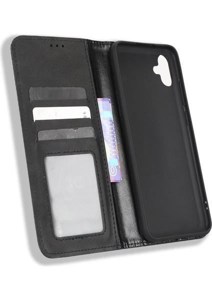 Retro Doku Samsung Galaxy A04E 4g Için Retro Doku Koruyucu Telefon Kapağı, Manyetik Otomatik Kapanış Baskılı Pu Desen Pu Deri Flip Cüzdan Stand Anti-Drop Telefon Kılıfı (Yurt Dışından) indirimleri