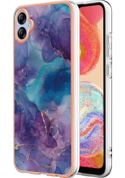 Samsung Galaxy A04E 4g / F04 4g / M04 4g Yb Imd Serisi-16 Stil E Mermer Desen Tpu Imd Telefon Kılıfı 2.0mm Elektroplasyon Kapağı (Yurt Dışından)
