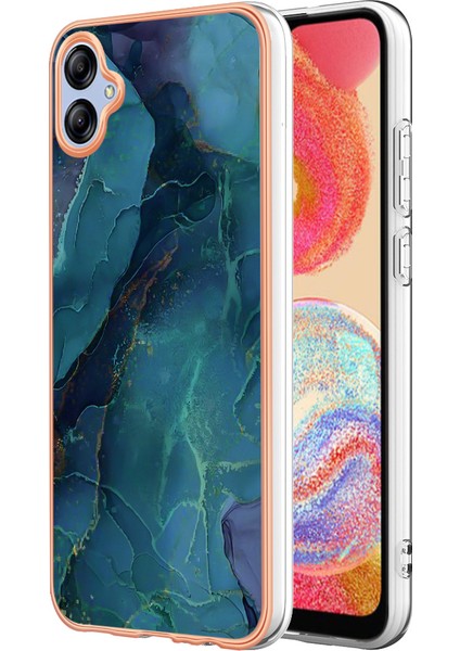 Samsung Galaxy A04E 4g / F04 4g / M04 4g Yb Imd Serisi-16 Stil E Mermer Desen Tpu Imd Telefon Kılıfı 2.0mm Elektroplasyon Kapağı (Yurt Dışından)