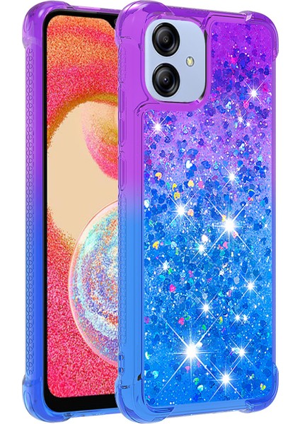 Samsung Galaxy A04E 4g Damla Geçirmez Tpu Telefon Geri Kapak Gradyan ve Sıvı Akan Sparkle Telefon Kılıfı (Yurt Dışından)