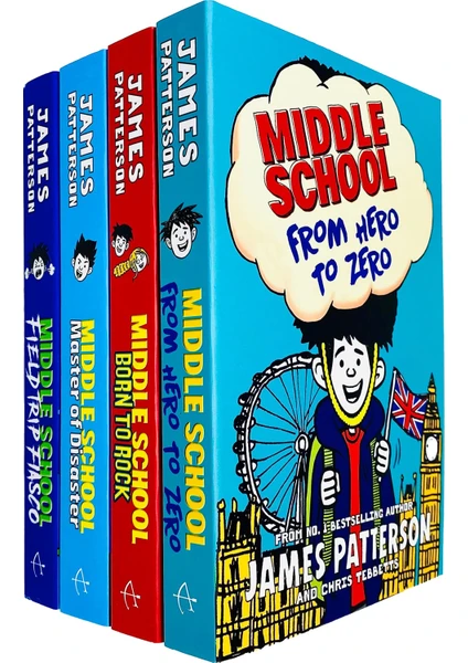 Middle School Series Books 10 - 13 Collection Set (From Hero To Zero, Born To Rock, Master Of Disaster & Field Trip Fiasco)