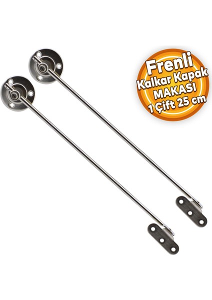Kalkar Kapak Makası Frenli Dolap Çekmece Metal 25 cm Sessiz Açma Kapama Amortisör Piston Nikel Bar (1 Çift)