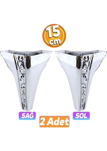 Seher 1 Çift Avangart Mobilya Kanepe Sehpa Tv Ünitesi Konsol Koltuk Ayağı 18 cm Krom Renk Ayakları