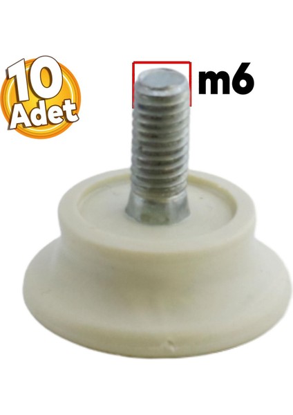 Bingo Rotil Ayakları M6 Civatalı Mm Krem Profil Ayağı 2.5 Cm (10 Adet)