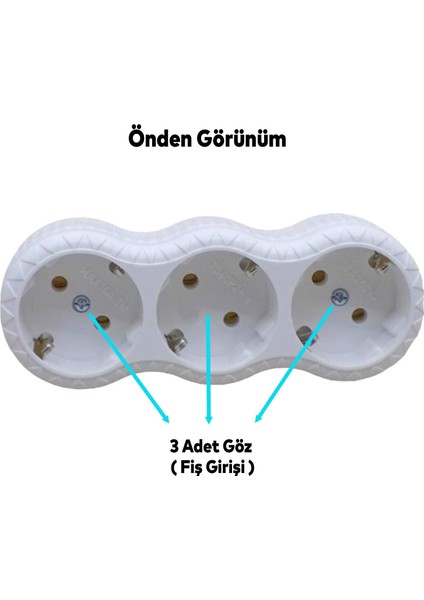 Golyat 3 Lü Topraklı Çoklu Grup Priz Çoğaltma Üçlü Fiş Piriz