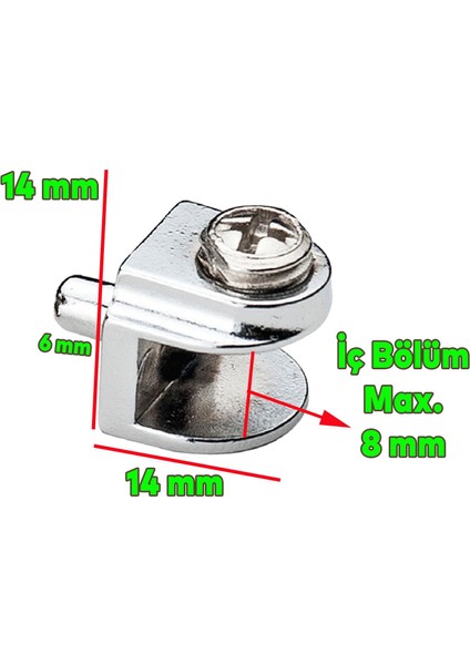 Cam Raf Tutucu Metal Cam Etejer Pimli Krom Metal Vidalı (4 Adet) fiyatları