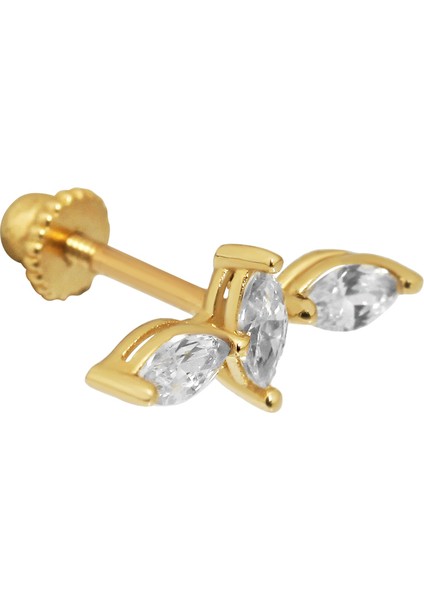 14 Ayar Altın Markiz Kelebek Piercing Tragus Helix