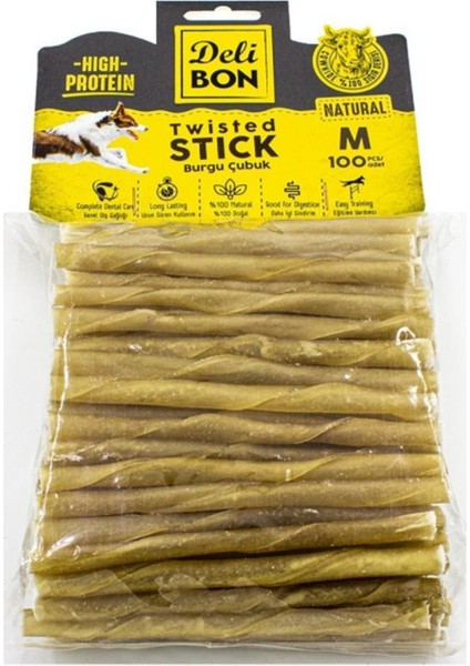 Burgu Kemik Köpek Ödül Maması Eko Kalın 100 Adet Natural