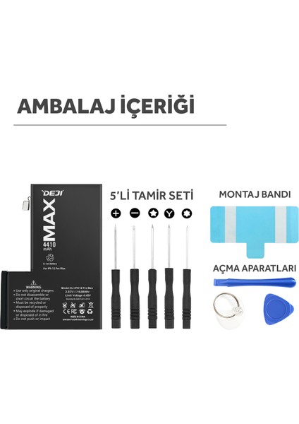Iphone 12 Pro Max Batarya 4410 Mah Mucize Batarya